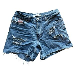 Tommy‎ Hilfiger Vintage Y2K Shorts Womens Size 6 Blue Denim American Flag